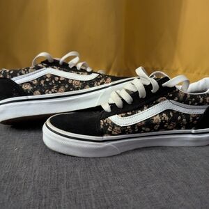 Vans Black Floral Sneakers